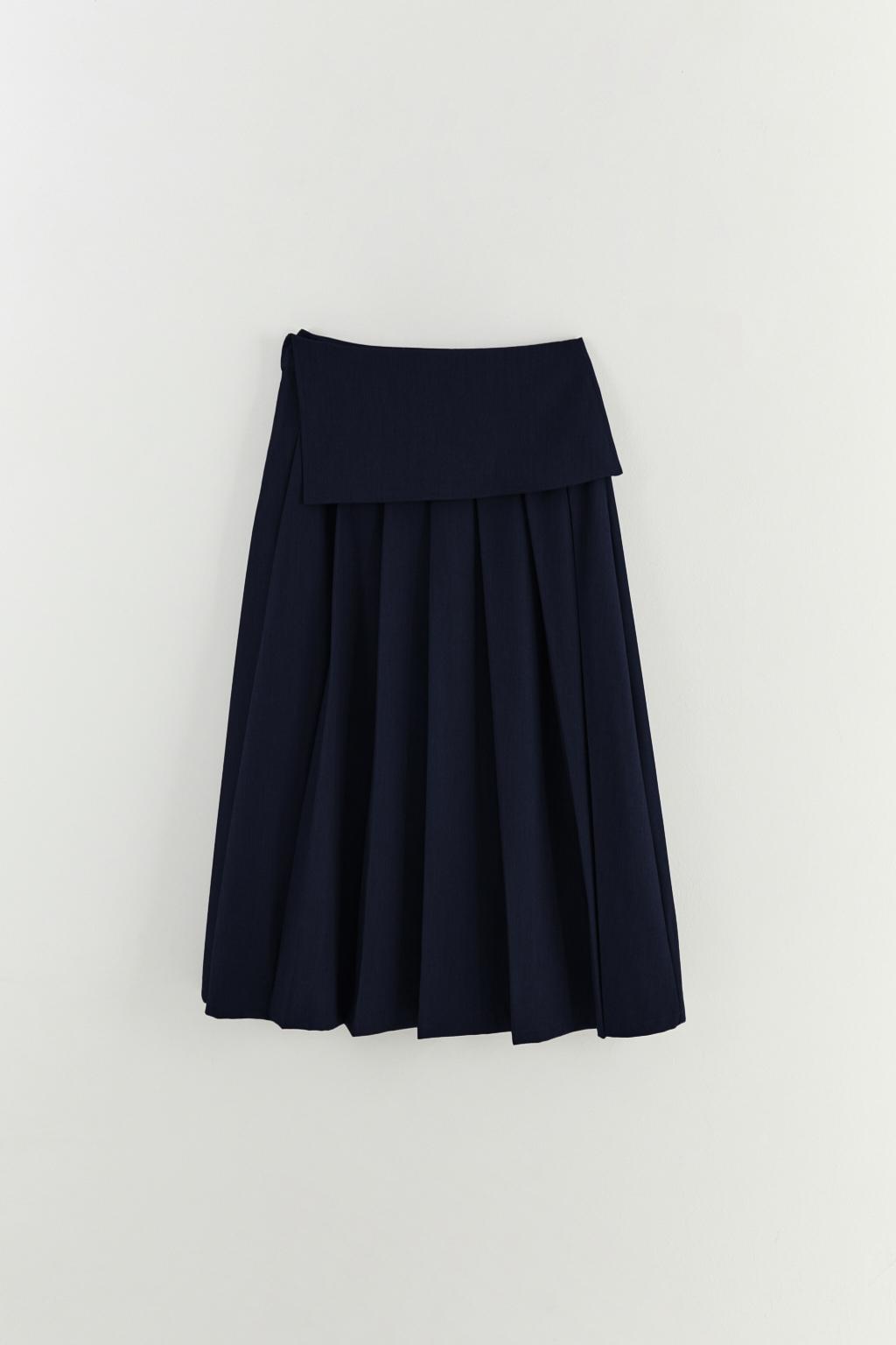 드레이프 플리츠 스커트 NAVY