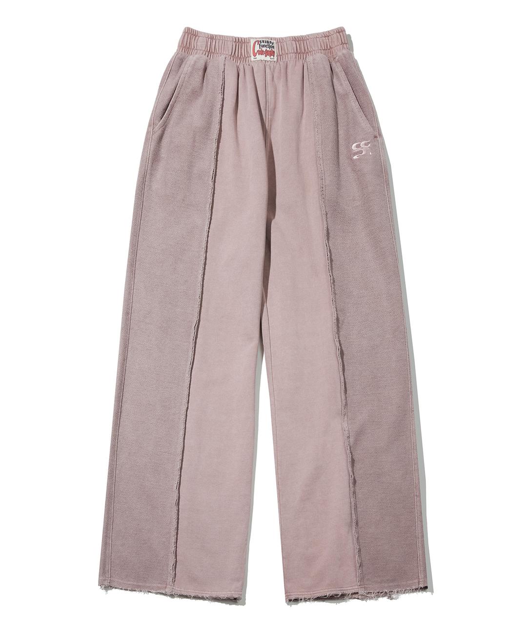 (우먼) WAVE 로고 피그먼트 리버스 배색 트레이닝 팬츠_인디핑크