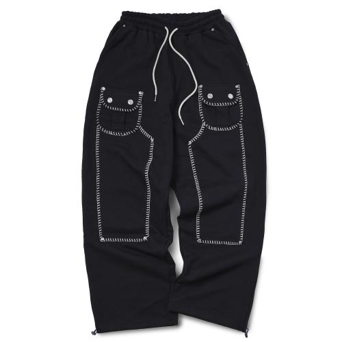 Blanket Stitch Carpenter Sweatpants (BLACK)