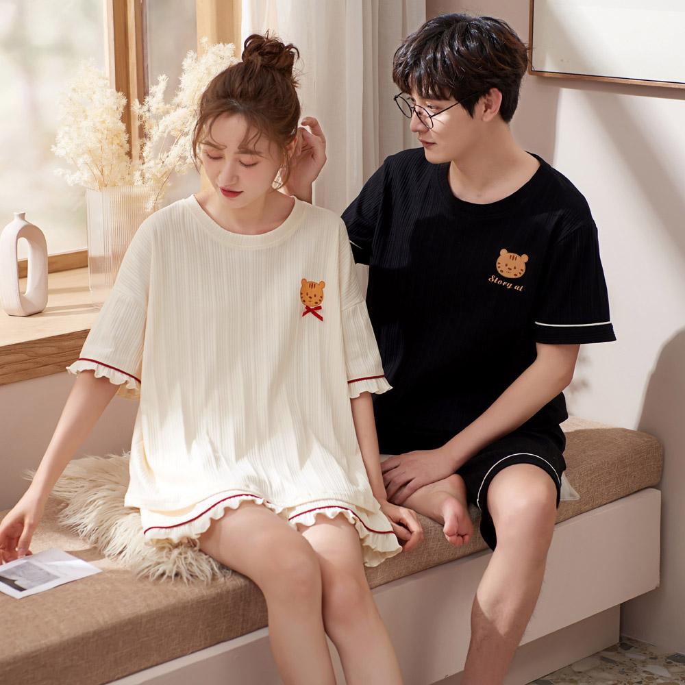 로리돌스 반팔 커플잠옷.  여름 홈웨어 파자마세트 여성 남성 빅사이즈 QM1325 QM1326