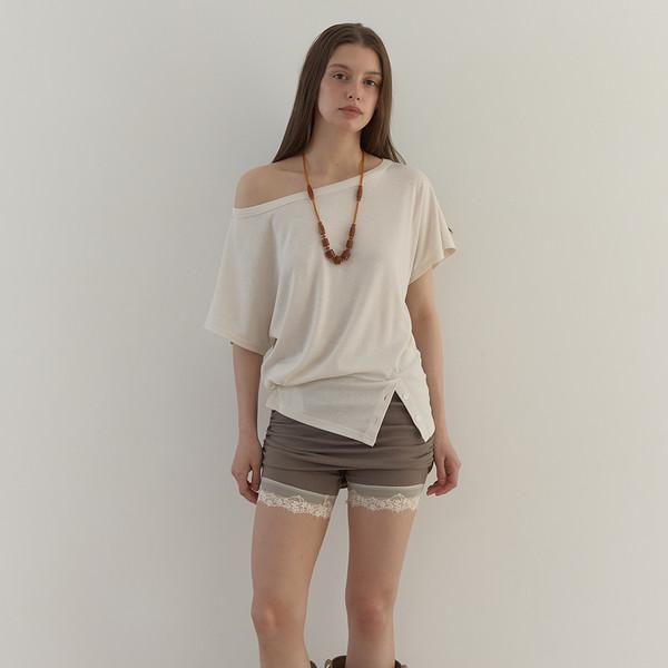 LACE SHIRRING LAYER SHORTS (BEIGE GREY)(5월 8일 예약배송)