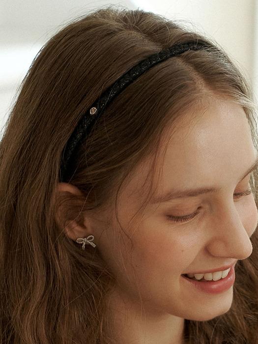 Metal thread silver point slim hair band_3color HB004