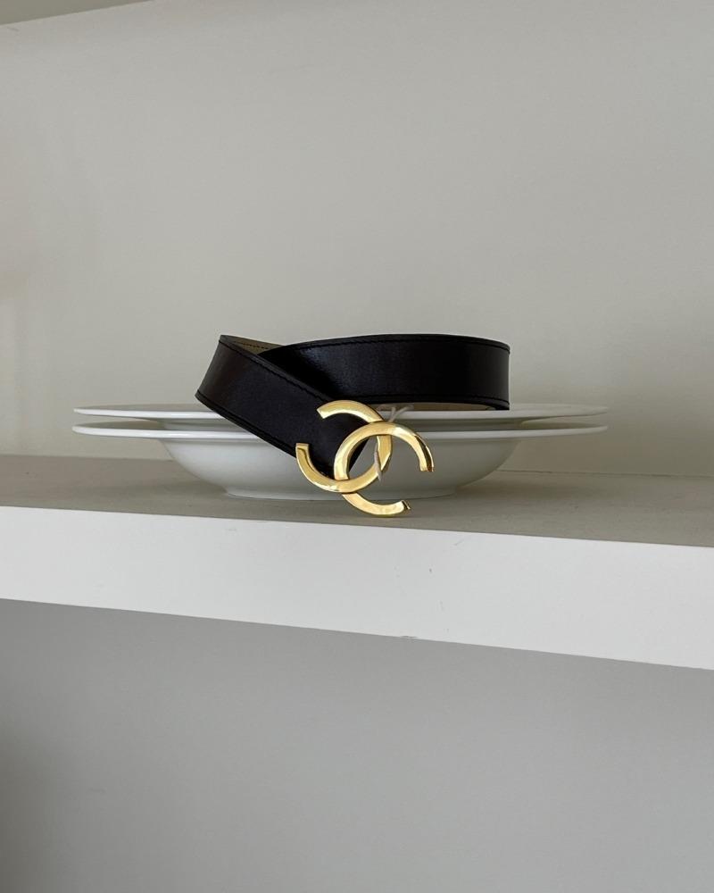 샤넬 CC 금장 다크브라운 벨트