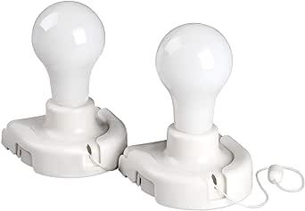 Battery Powered Light Bulb 2 Pack - Portable Battery Operated Low Light Bulb Closet Light for Illuminating Dark Areas - Battery Light Bulb LED Perfect as Emergency Lighting