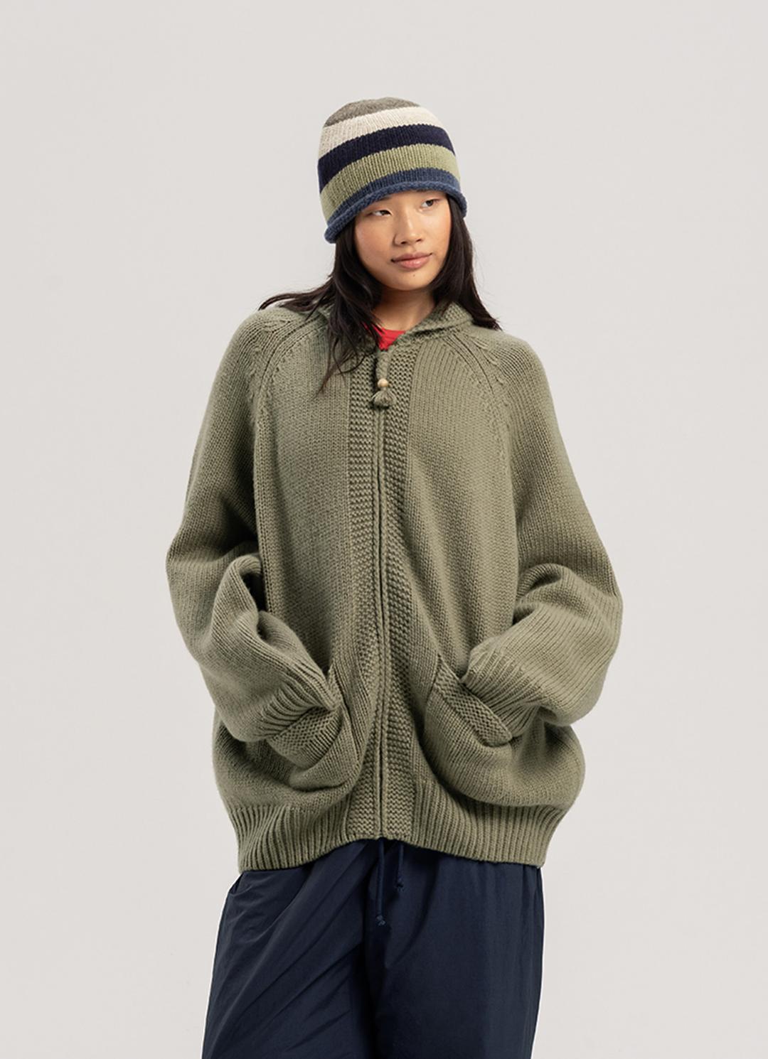 Bulky cardigan (Unisex)_Light Khaki