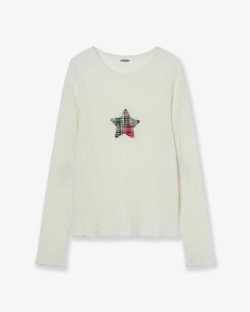 SHEER APPLIQUE KNIT [IVORY]