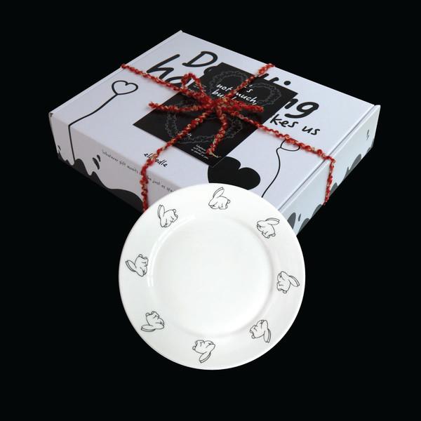 엘두들 흰색 토끼접시 (1인용)