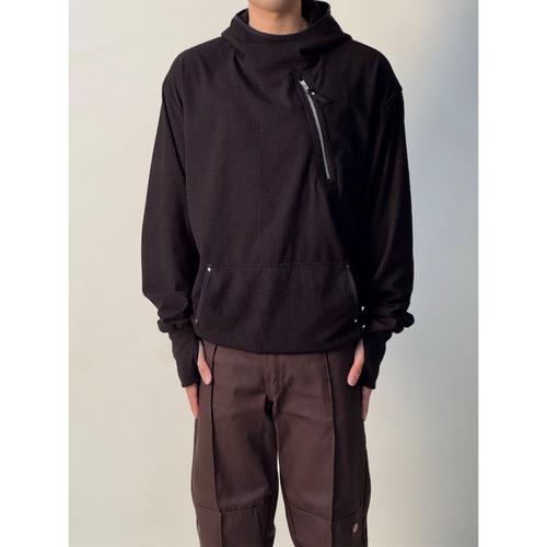 Waffle fleece hoodie black