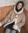 무스탕 후디 더플 자켓 [BEIGE]