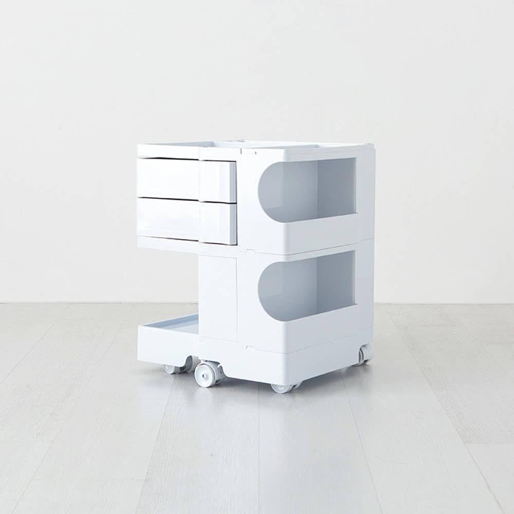 빙그리 회전서랍 트롤리 2단 화이트