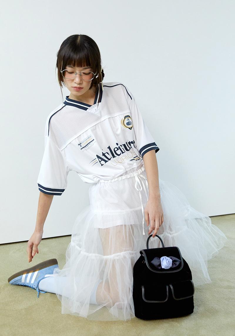 velvet rose corsage backpack_blue