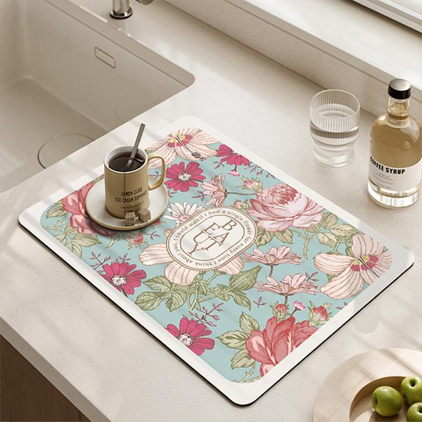 규조토 뷰티플라워 주방 싱크대 드라잉매트 식기건조매트