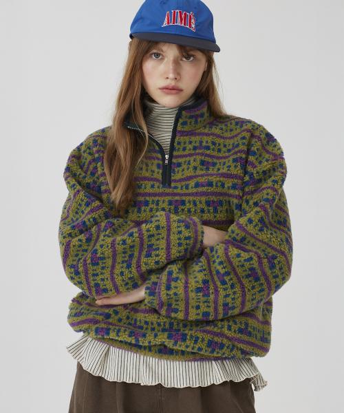 지오패턴 포근-웜 플리스 아노락 [카키]