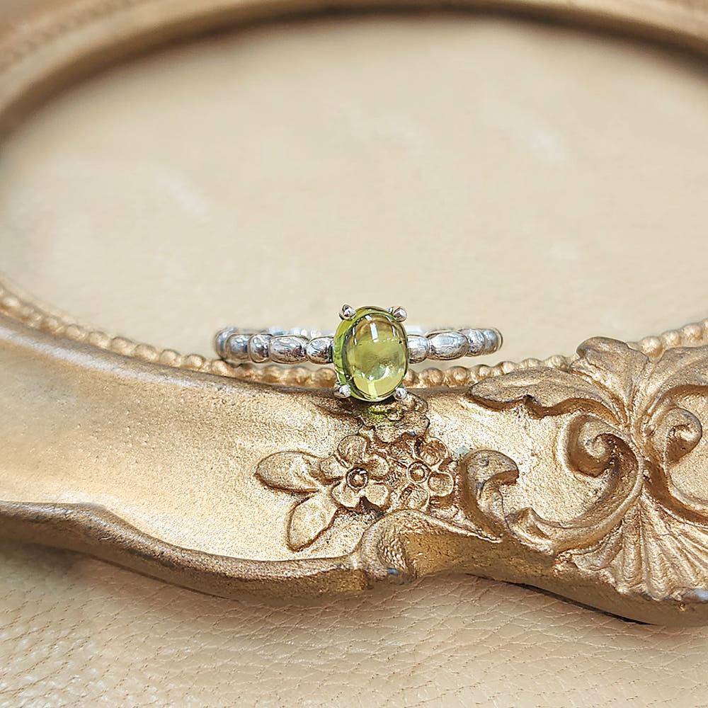 [PRR0022] 실버 심플 페리도트 소세지 반지 925