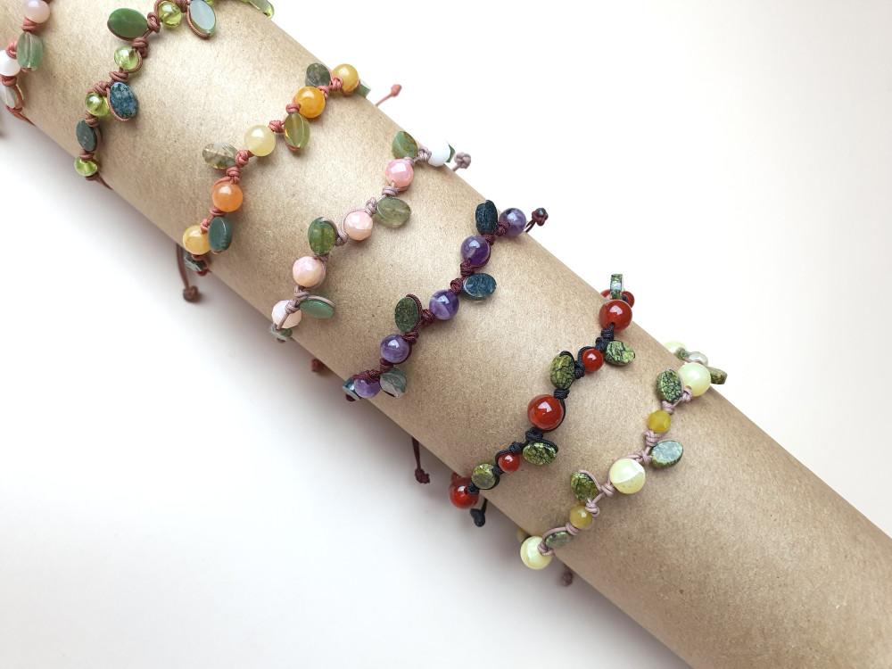 알러지,색변함이없는핸드메이드 큰과일열매원석,천연석매듭팔찌