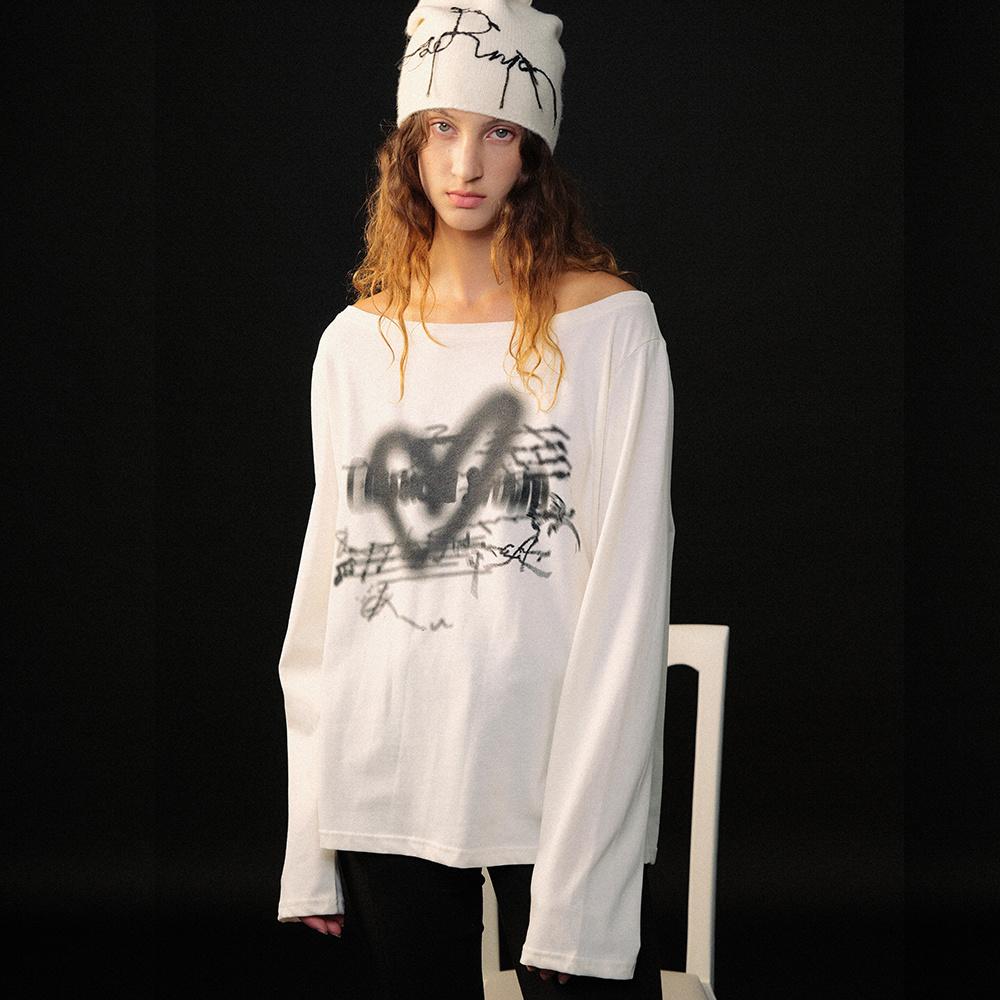 HEART BOAT NECK TOP / IVORY