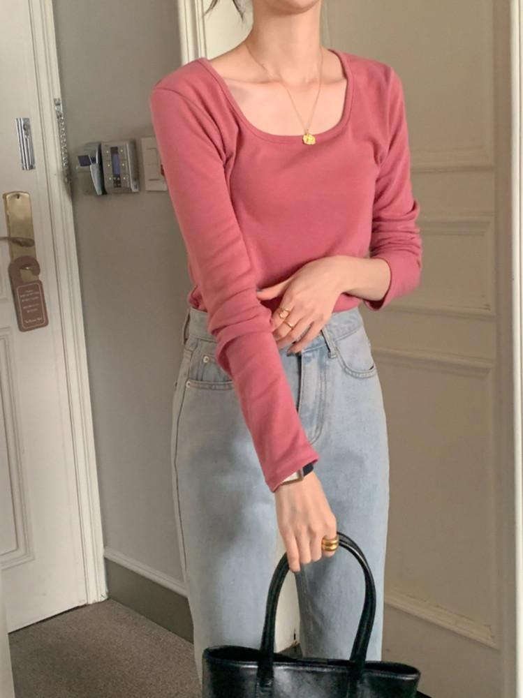 [마지막장 30% SALE] A 아이비 스퀘어넥 긴팔 티셔츠 (5color)