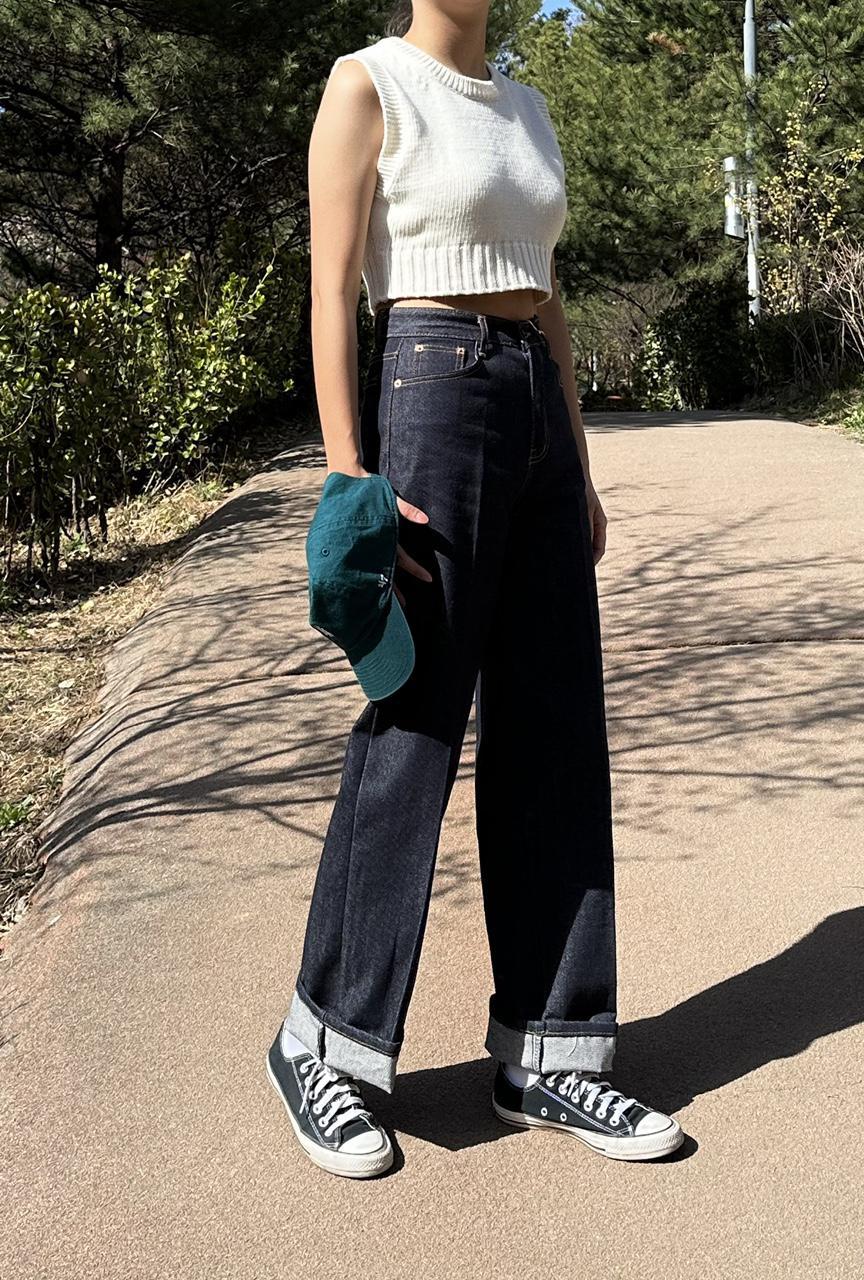 롤업 생쥐 데님 pants