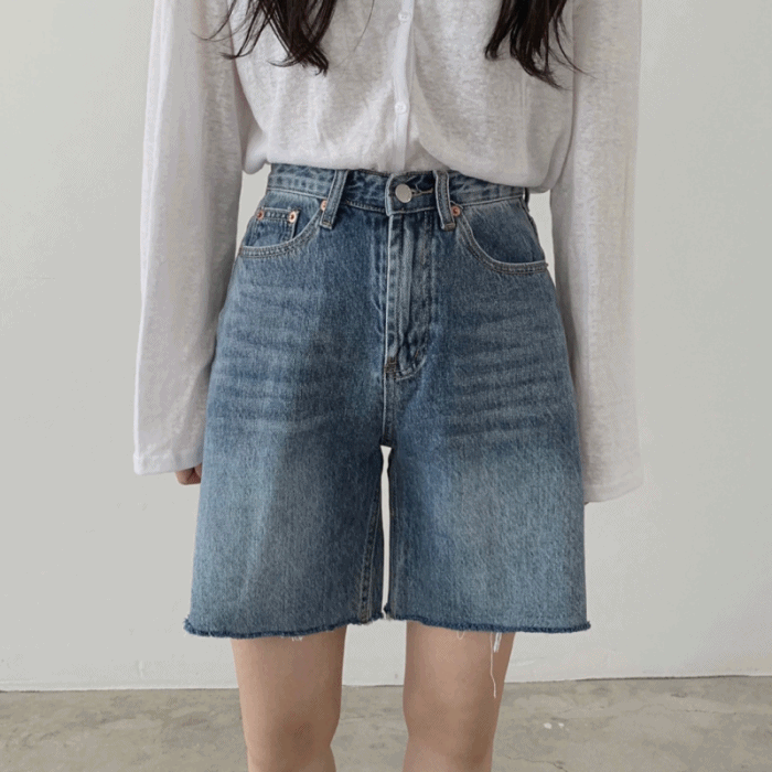 [강추]하이웨스트 워싱 4부 반바지