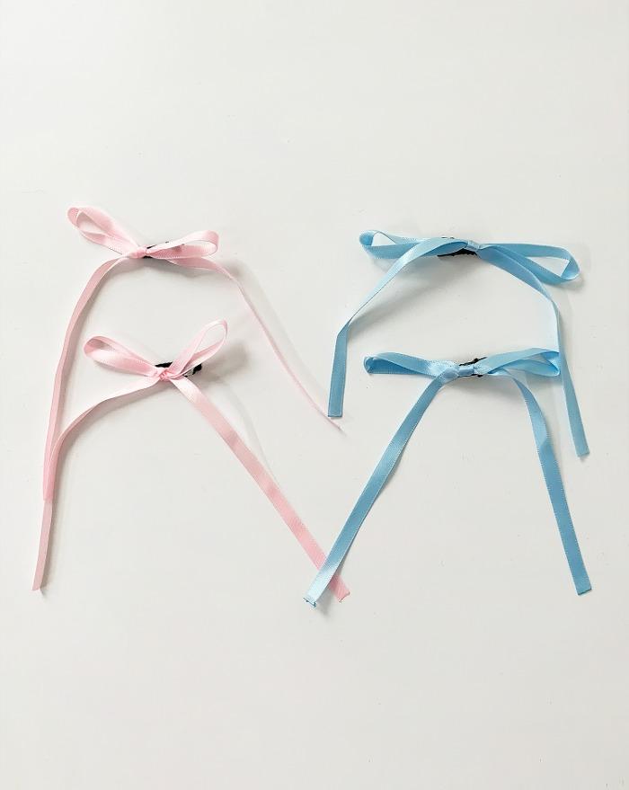 발레 코어 미니 리본 헤어 핀 (2set)