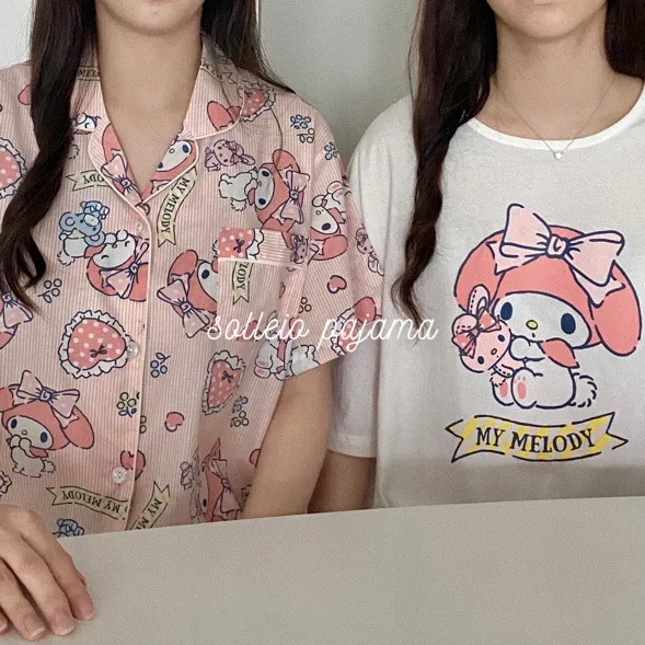 (당일출고/2color) 정품 산리오 마이멜로디 여름 반팔 잠옷 홈웨어 파자마파티 수학여행
