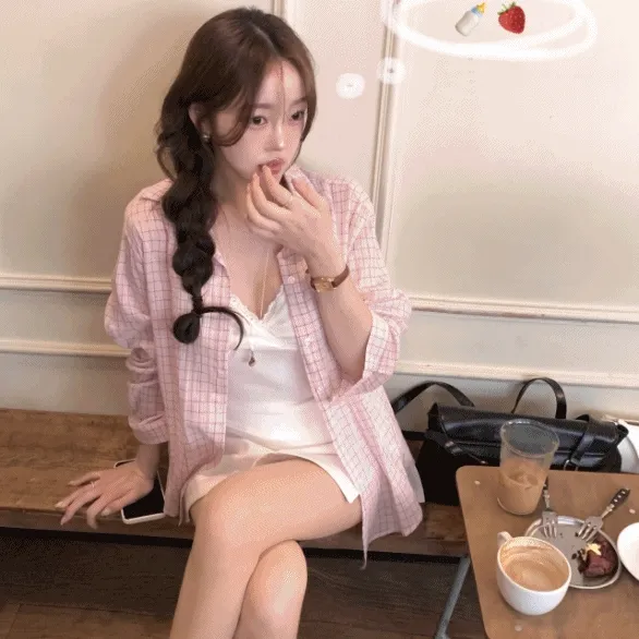 [딸기우유💌/여리핏] 마린 잔체크 NB-3col