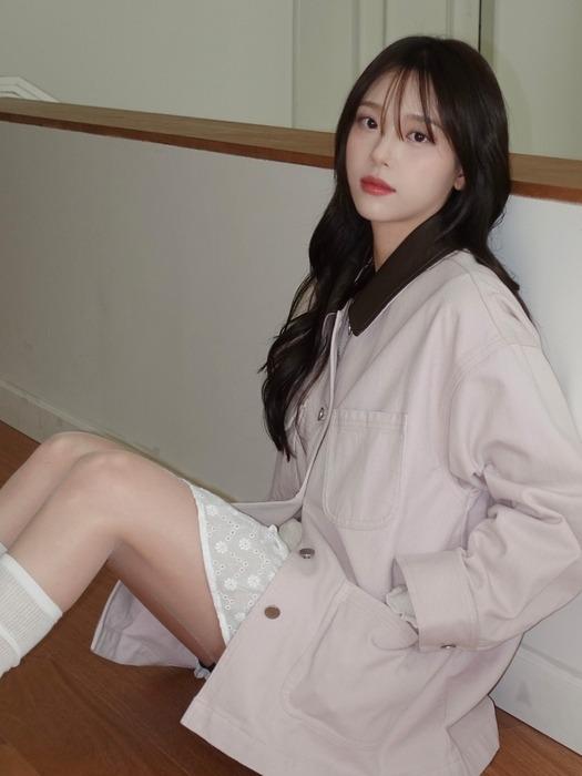 카라 배색 루즈핏 데님 점퍼 OJ5SM2770