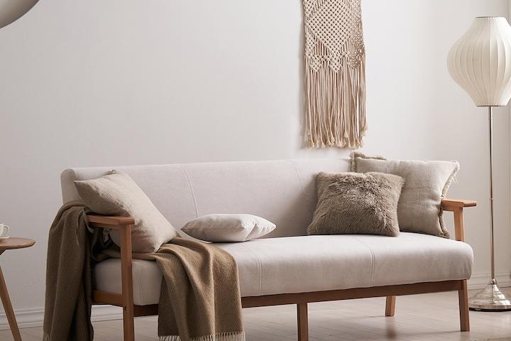 슬로 원목 기능성 아쿠아스웨이드 패브릭 에코 가죽 3인 소파