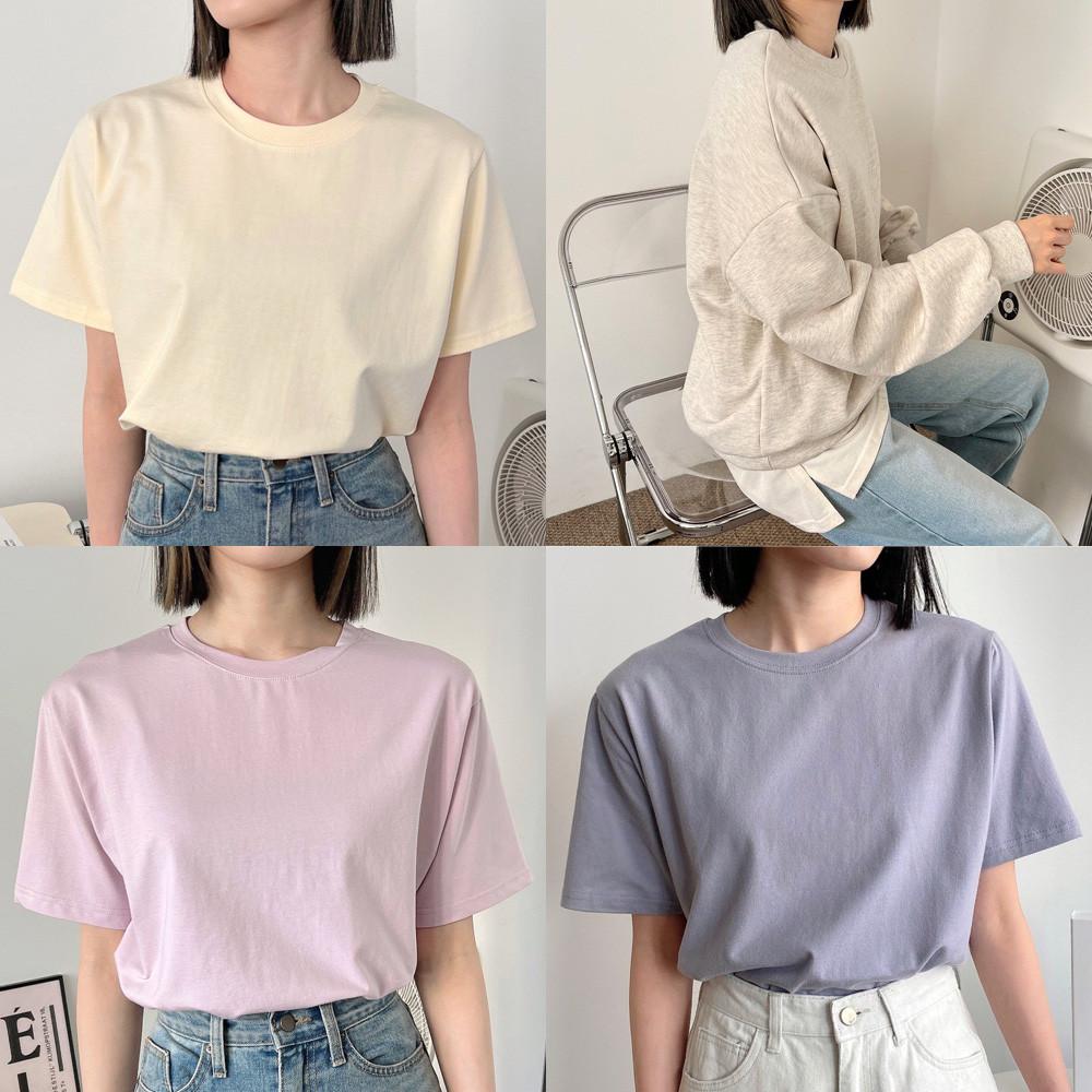 에이블앤코 티셔츠 면 스판 모달 텐셀 레이어드 트임 V넥 무지 5부 반팔 이너 티셔츠 봄