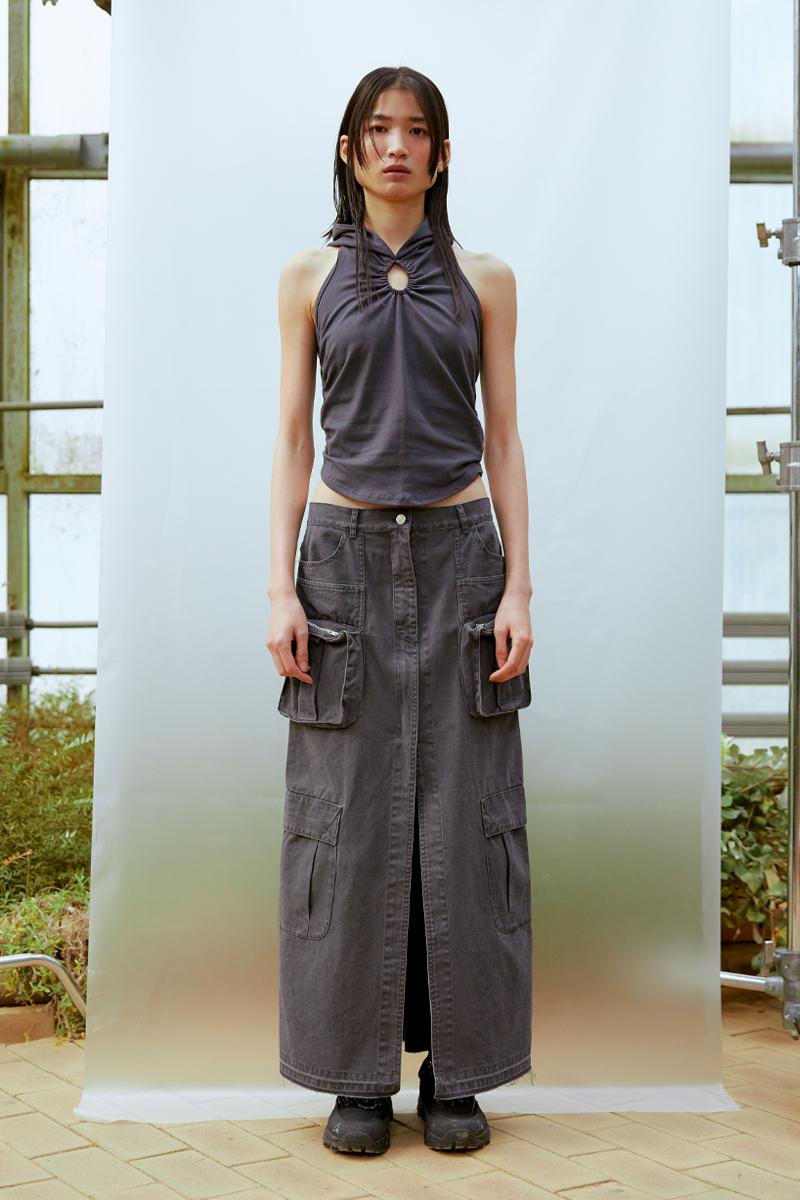 Cargo Long Skirt (CHACOAL)