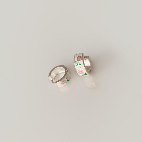 925실버 폴링 튤립 원터치 링 귀걸이