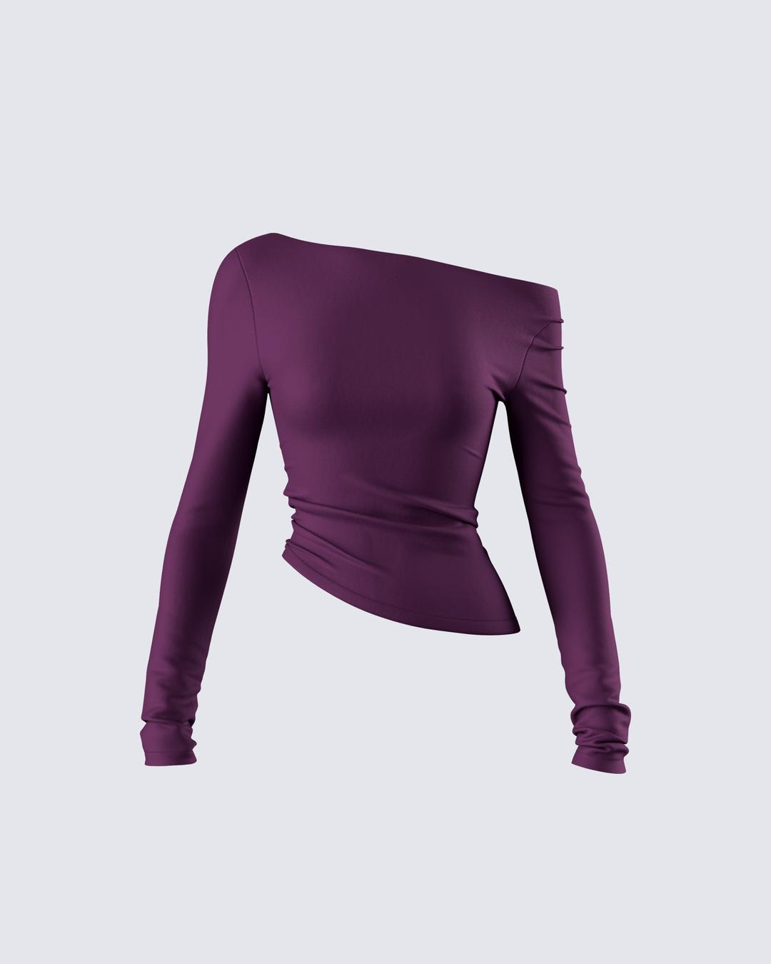 Isa Burgundy Jersey Asymmetric Top - XS