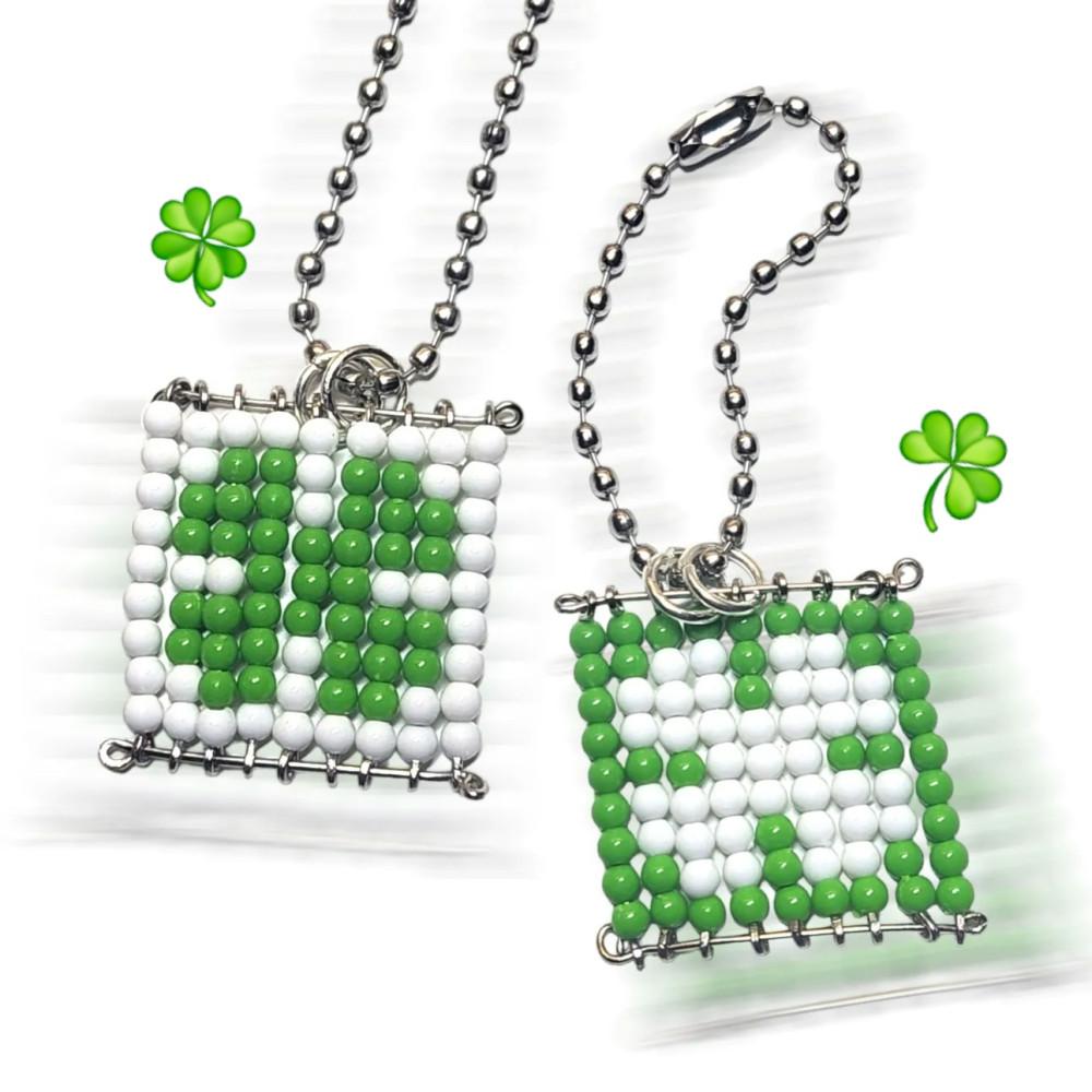 [소울넴] 클로버 비즈발 키링 그린/화이트