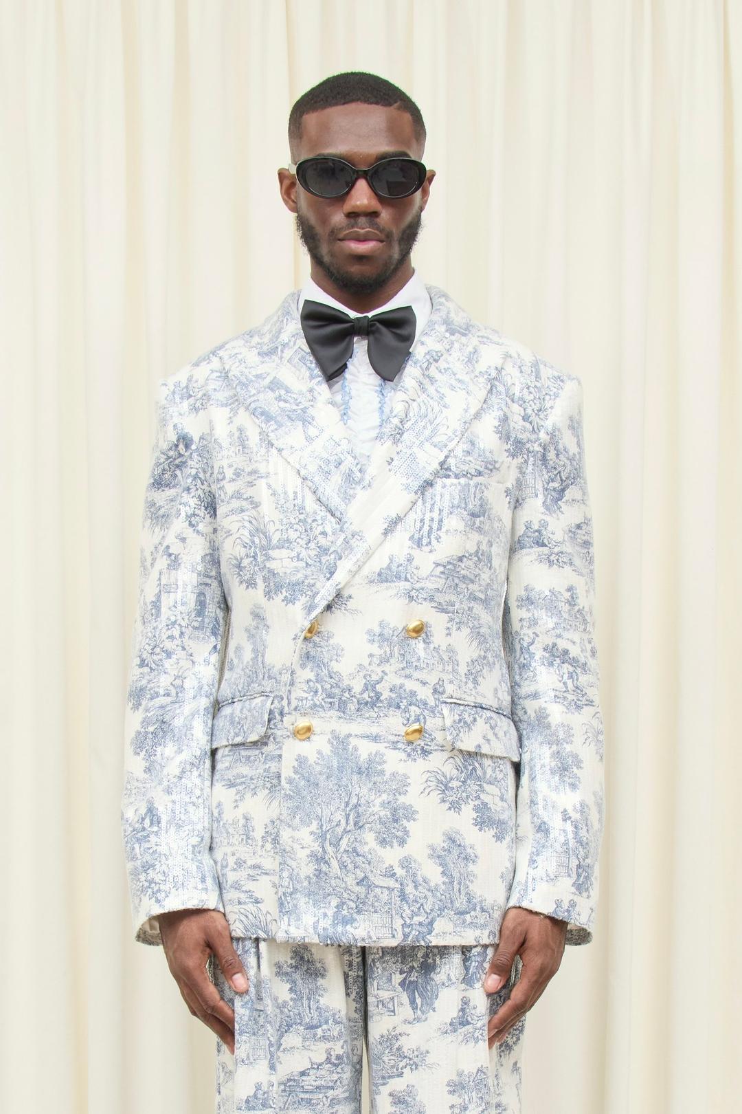 Benedict Double Breasted Toile Sequin Blazer — Tanner Fletcher