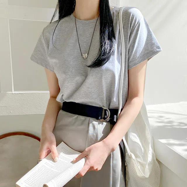 미엘 오가닉 베이직 반팔티 기본 라운드 톡톡 무지 코튼 티셔츠 데일리 간절기 4COLOR