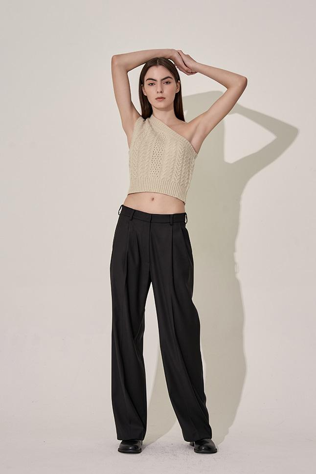 one shoulder vest (oat)