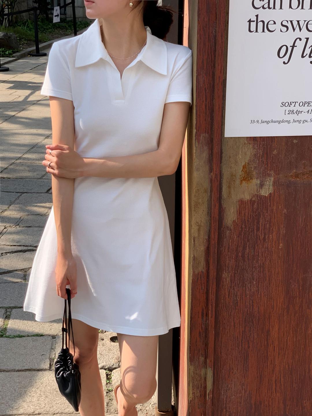 (자체제작)네시아 카라 반팔 피케 pk 반팔 여름 피케이 라인 플레어 원피스(3color)