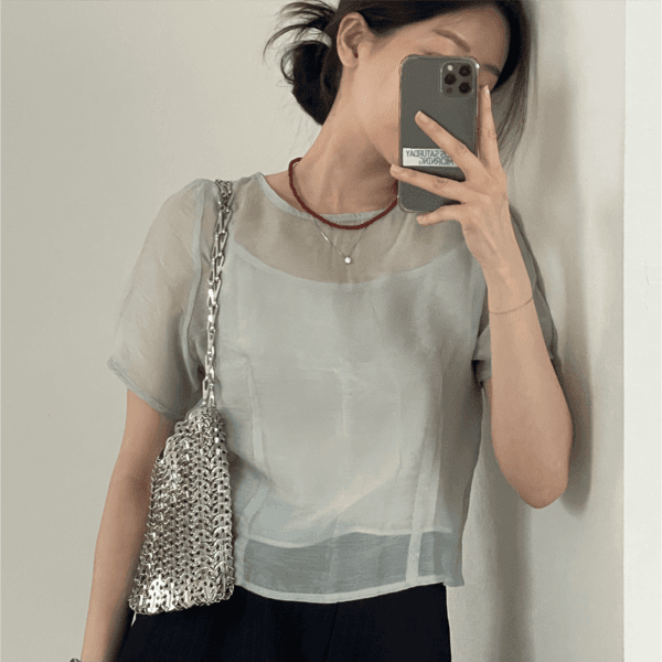 클리어 레이어드 블라우스