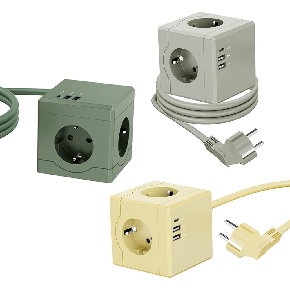 에코너 MT02 큐브 디자인 멀티탭 4000W 고용량 USB C타입 멀티 콘센트 1.8M