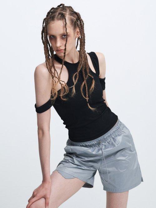 언발란스 링 홀 슬리브리스_블랙