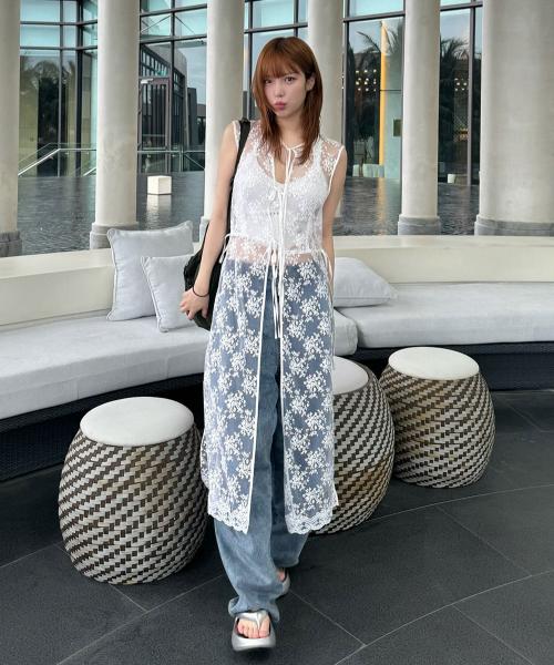 레이스 레이어드 원피스 화이트 AW5XO46501