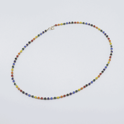 봉보 레인보우 비즈 초커 목걸이 Crystal rainbow beads Necklace