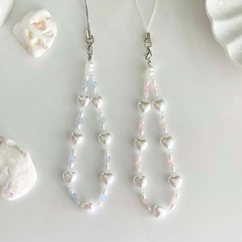 로브제 진주 꽃 하트 비즈스트랩