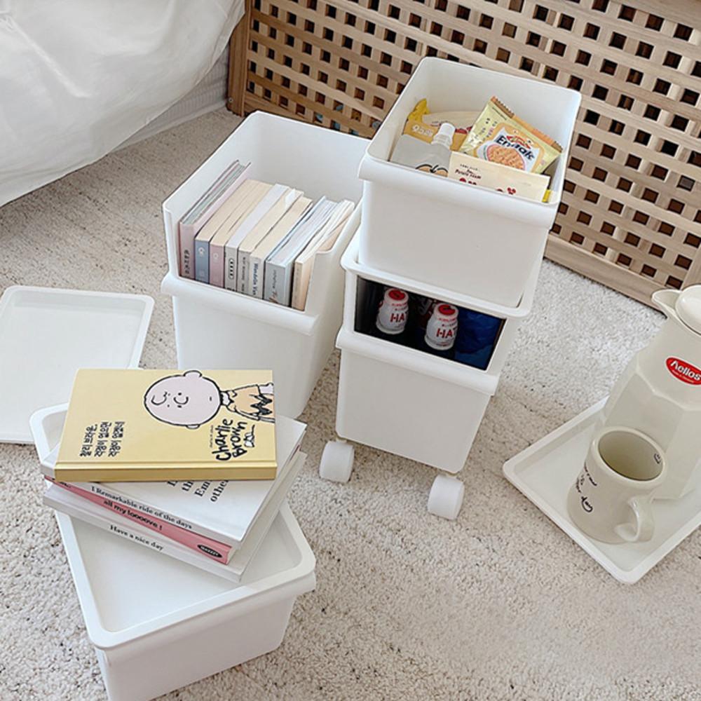 루시아이 화이트 이동식 수납함 트롤리 인테리어 심플 2단서랍 보관함