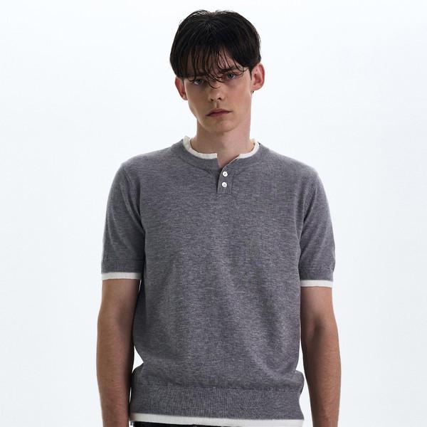 fake two-piece Henry collar top