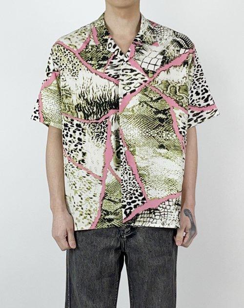 빈티지 애니멀 오버핏 실키 셔츠(핑크)