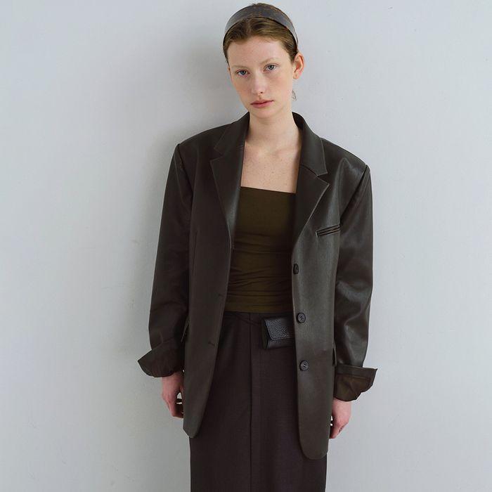 lip tailored jacket (leather brown)