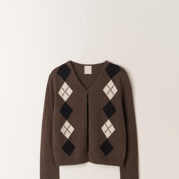Rossi Argyle Cardigan (Brown)