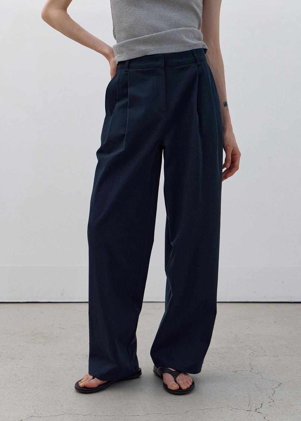[리퍼브] Classic cotton slacks (navy)