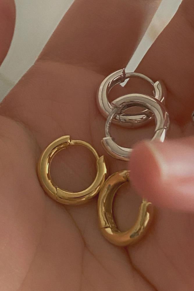 925silver 베이직 볼드 원터치 심플 데일리 귀걸이 (2 color)